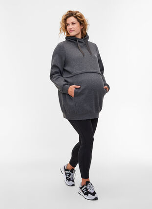 Genser til gravide med ammefunksjon, Dark Grey Melange, Model image number 3