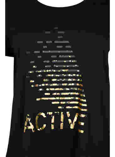 T-skjorte til trening med trykk, Black gold foil logo, Packshot image number 2