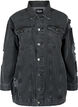 Løs denimjakke med slitte detaljer, Dark Grey Denim, Packshot image number 0