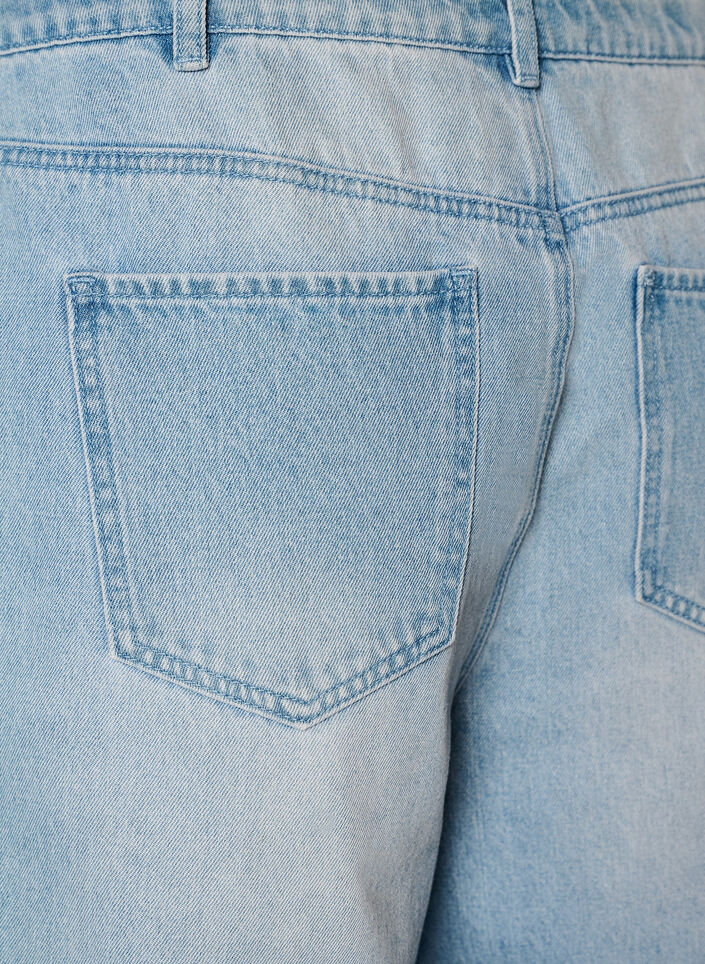 H&oslash;yt midjede denimshorts, Bl&aring;, Packshot image number 3