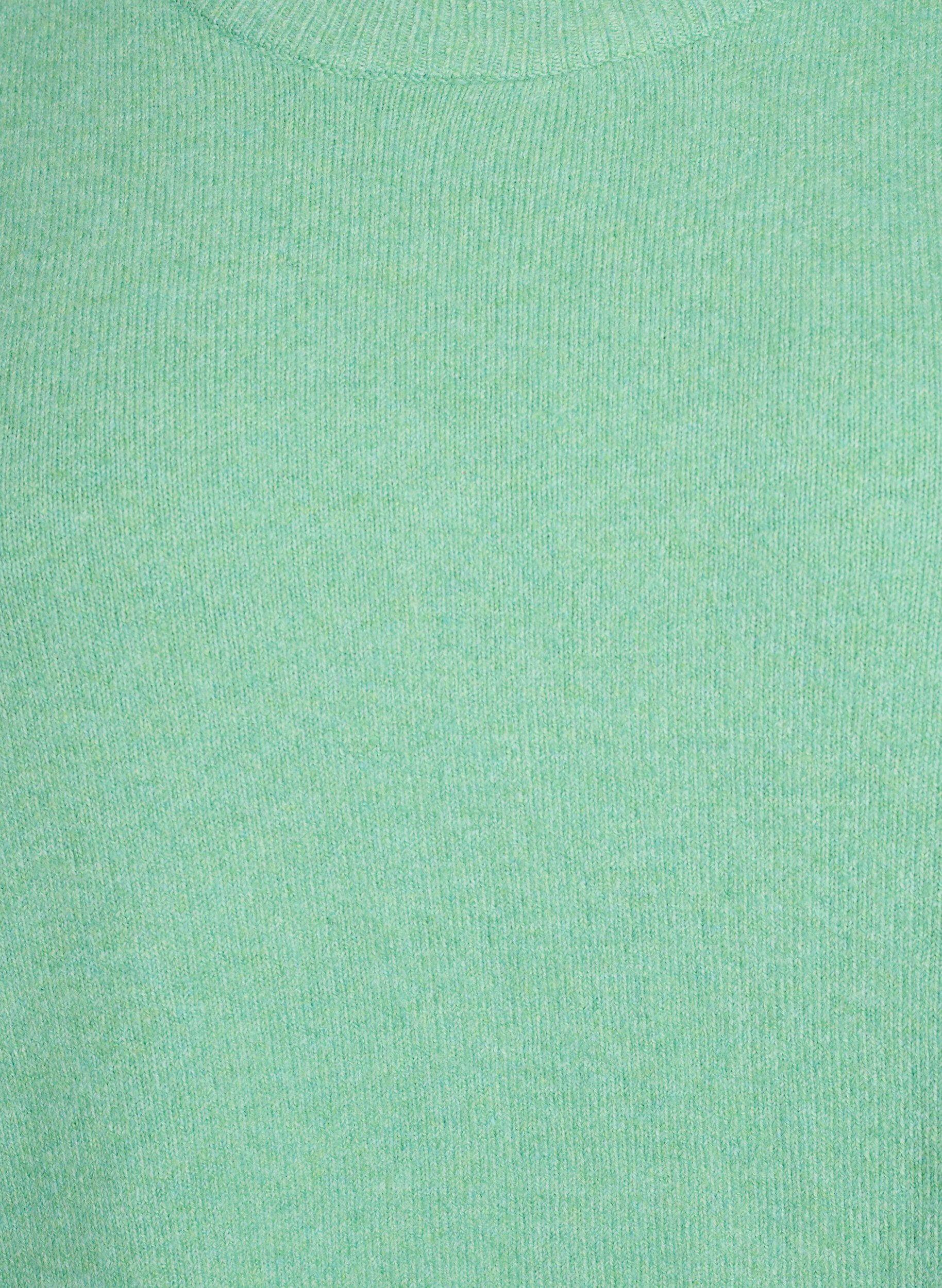 Zizzi Strikket bluse med korte ermer, Gr&oslash;nn, Packshot image number 2