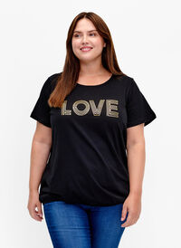 Bomullst-skjorte med folie-trykk, Black W. Love, Model