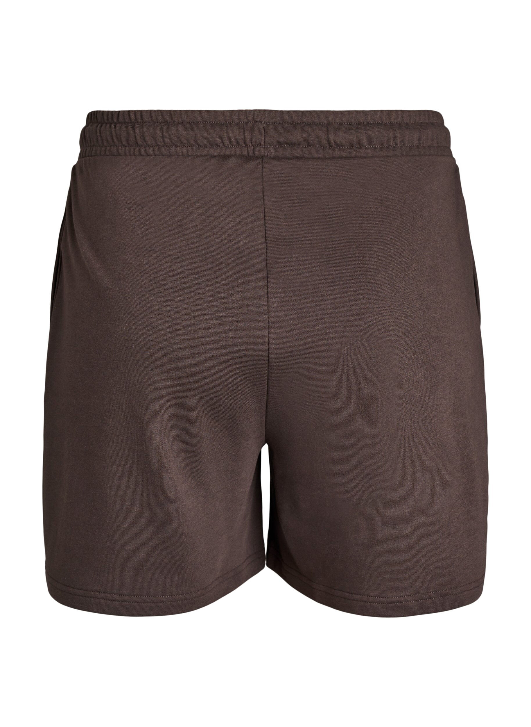 Zizzi Sweatshorts med h&oslash;y midje og lommer, Brun, Packshot image number 1