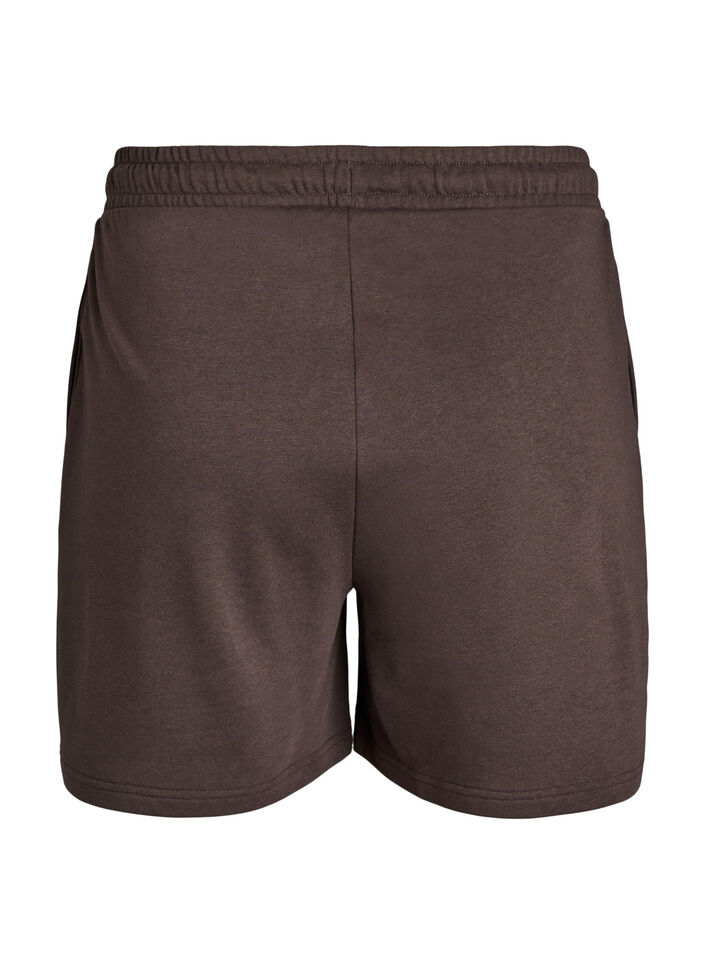 Sweatshorts med h&oslash;y midje og lommer, Brun, Packshot image number 1