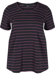 Stripete T-skjorte i bomull, Black w. Purple 