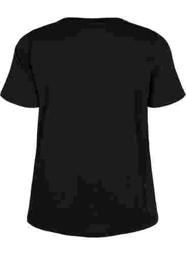 T-skjorte i bomull med mønsterdetalj, Black MIAMI, Packshot image number 1