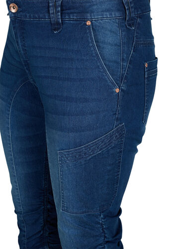 Slim fit caprijeans med lommer, Dark blue denim, Packshot image number 2