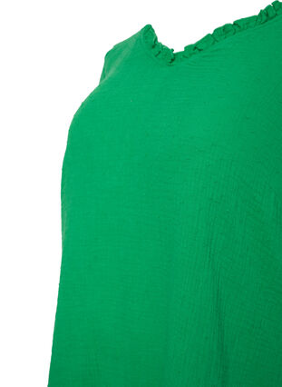 Kortermet tunika i bomull med volanger, Bright Green, Packshot image number 2