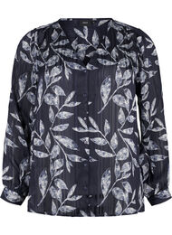 Langermet skjorte med knapper, Ev.Blue Flower AOP