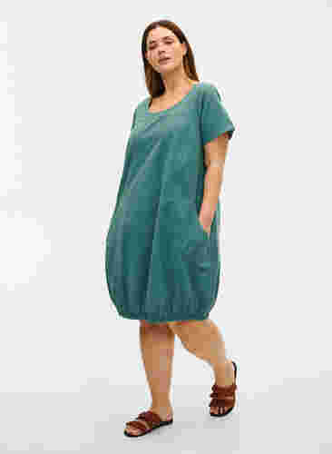 Kortermet kjole i bomull, Sea Pine, Model image number 2