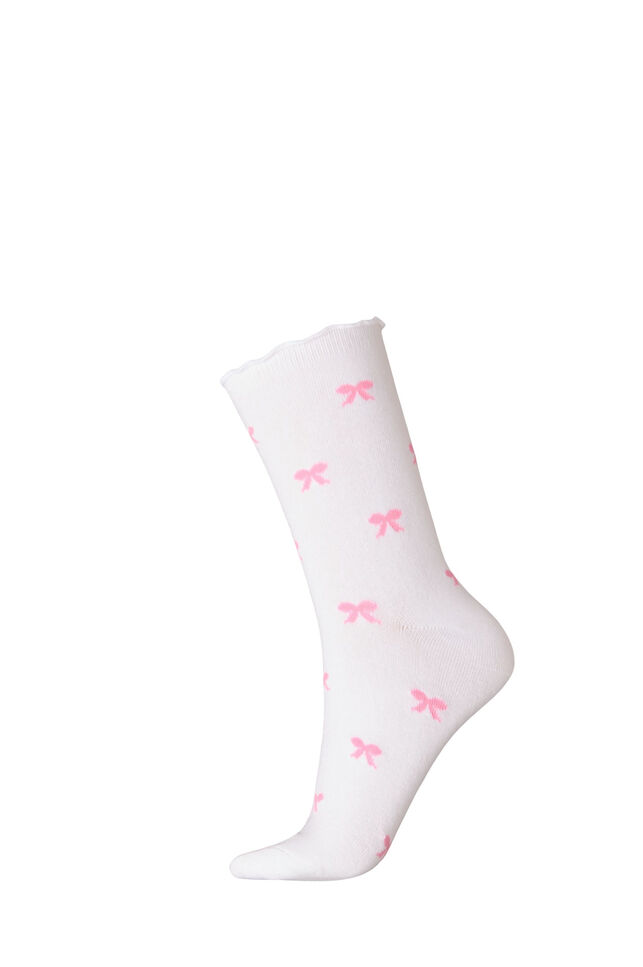 Bomullssokker med m&oslash;nstre, Hvit, Packshot image number 0