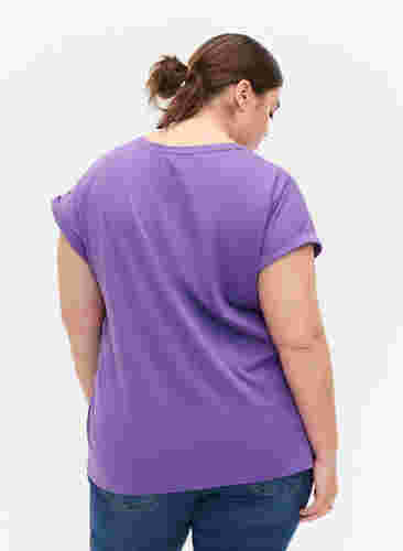 Kortermet T-skjorte i bomullsblanding, Deep Lavender, Model image number 1