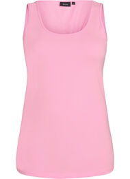 Ensfarget basic topp i bomull, Rosa