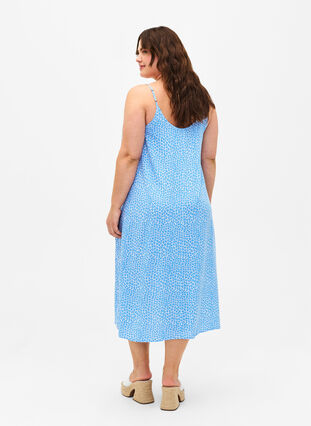 Zizzi Kjole i viskose med stropper og trykk, Marina Flower AOP, Model image number 1