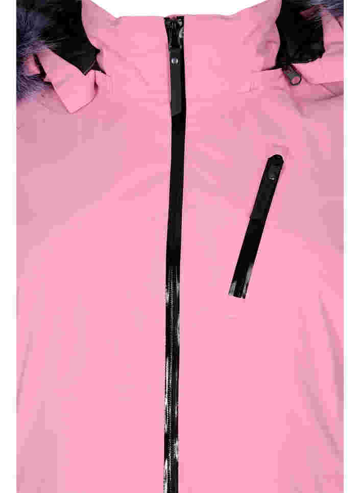 Skijakke med avtagbar hette, Sea Pink Comb, Packshot image number 2