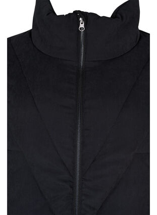 Kort vinterjakke med glidelås og høy hals, Black, Packshot image number 2