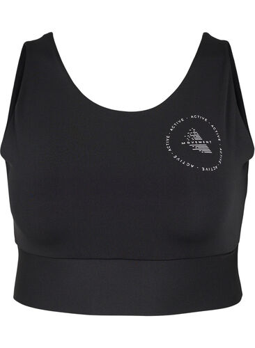CORE, MID SUPPORT SPORTS BRA - Sports-BH med V-skjæring på ryggen, Black, Packshot image number 0