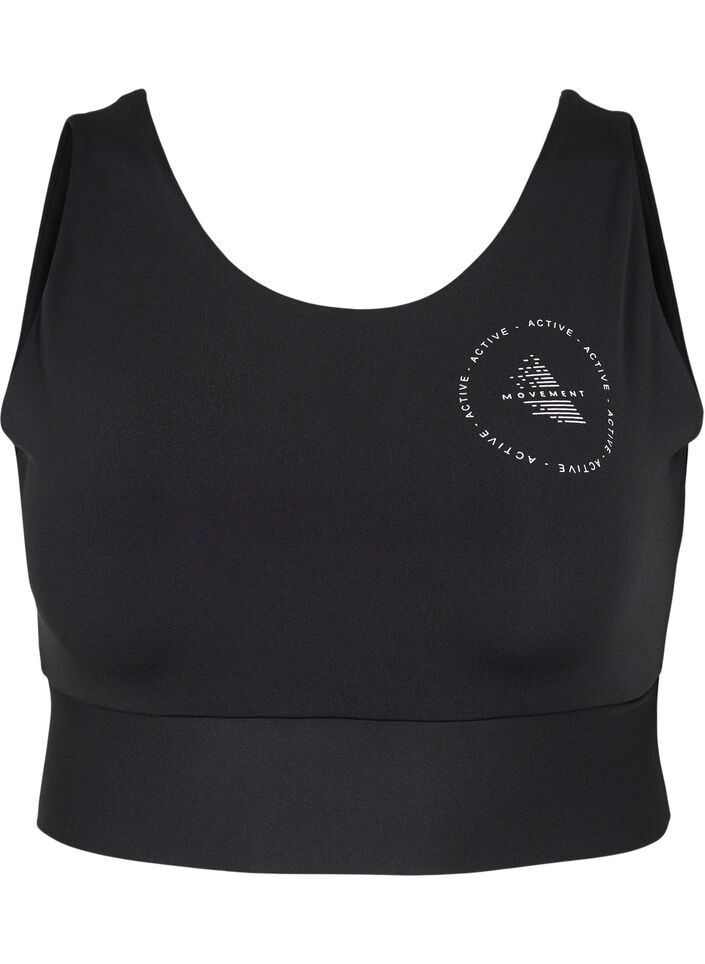 CORE, MID SUPPORT SPORTS BRA - Sports-BH med V-skjæring på ryggen, Black, Packshot image number 0