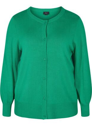 Zizzi Strikkecardigan med knapper i viskoseblanding, Jolly Green, Packshot image number 0