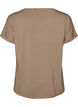 Stripete T-skjorte i viskose med rund hals, Beige, Packshot image number 1
