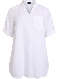 Tunika i lin og viskose med A-form, Bright White