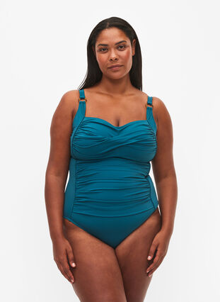 Vattert badedrakt med draperinger , Spruced-up, Model image number 0
