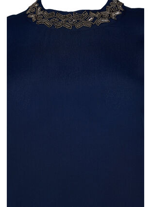 Langermet bluse i viskose med perler, Navy Blazer, Packshot image number 2
