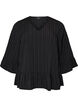 Bluse med tekstur, V-hals og rysjer, Svart, Packshot image number 0