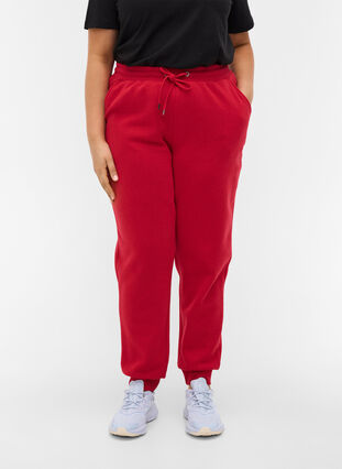 Løse joggebukser med lommer, Red, Model image number 2