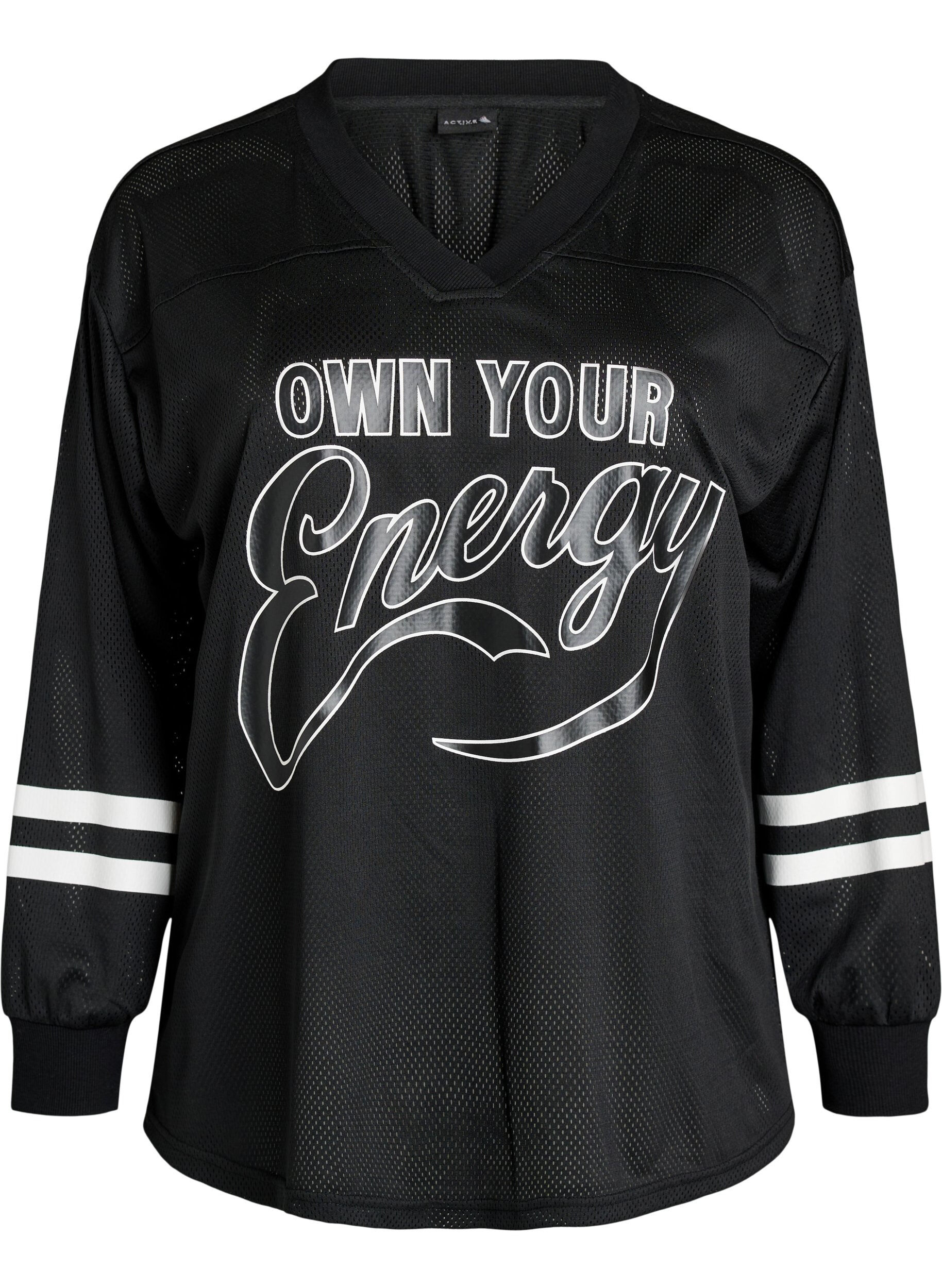 ZizziSporty nettingtopp med teksttrykk, Svart, Packshot image number 0