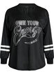 Sporty nettingtopp med teksttrykk, Svart, Packshot image number 0