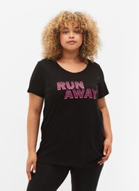 T-skjorte til trening med trykk, Black w. Run Away, Model