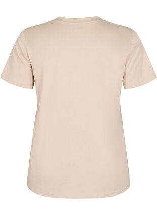 Zizzi Basic T-skjorte i bomull med rund hals, Beige, Packshot image number 1