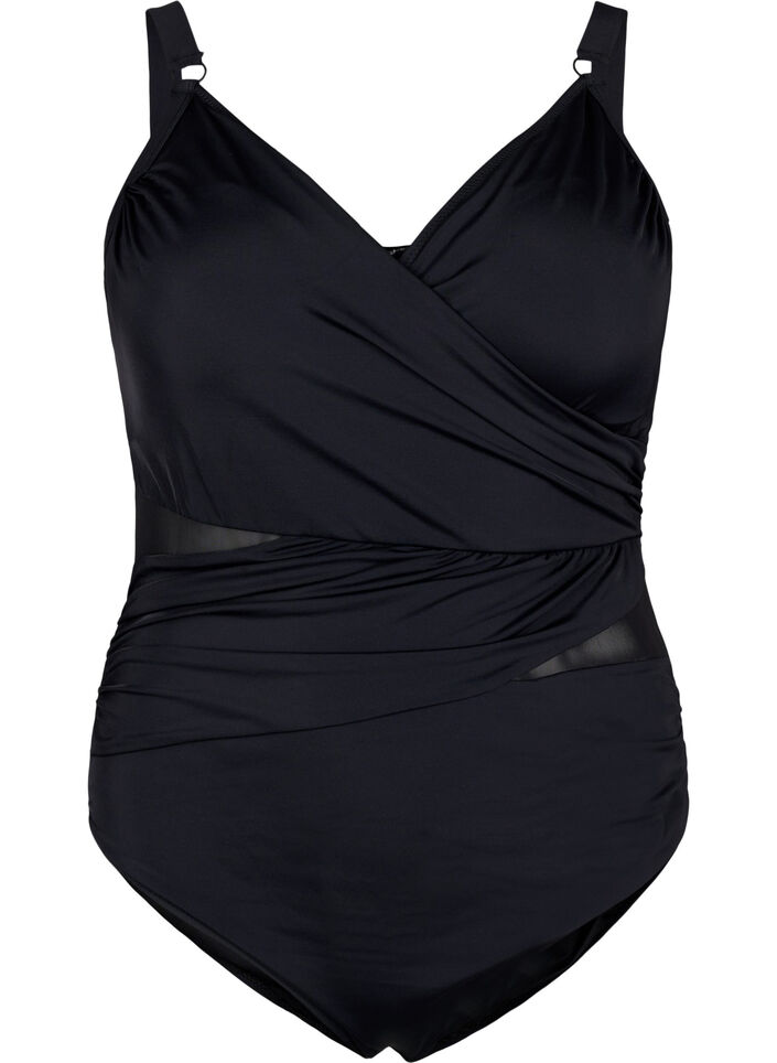 Badedrakt med wrap, Svart, Packshot image number 0