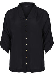 Viskoseskjorte med 3/4-ermer, Black