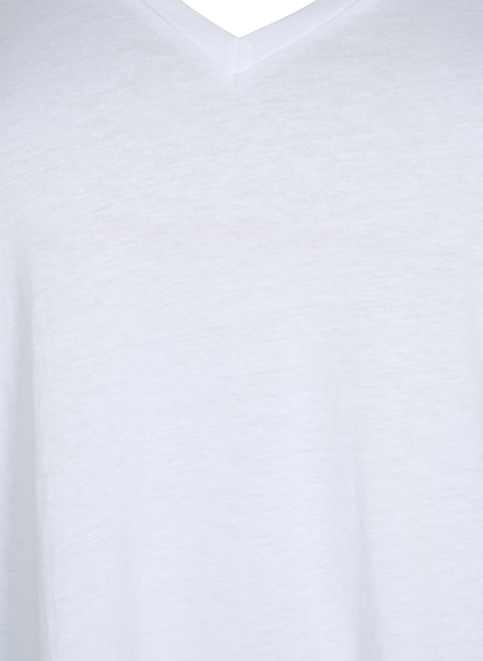 Zizzi T-skjorte med V-hals, 2 stk, Bright White / Black, Packshot image number 2