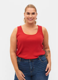 Basis tanktopp i en ribbet struktur, 2 stk., Tango Red/Black, Model