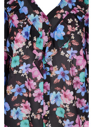 Blomstrete bluse med volanger, Bright Fall Print, Packshot image number 2