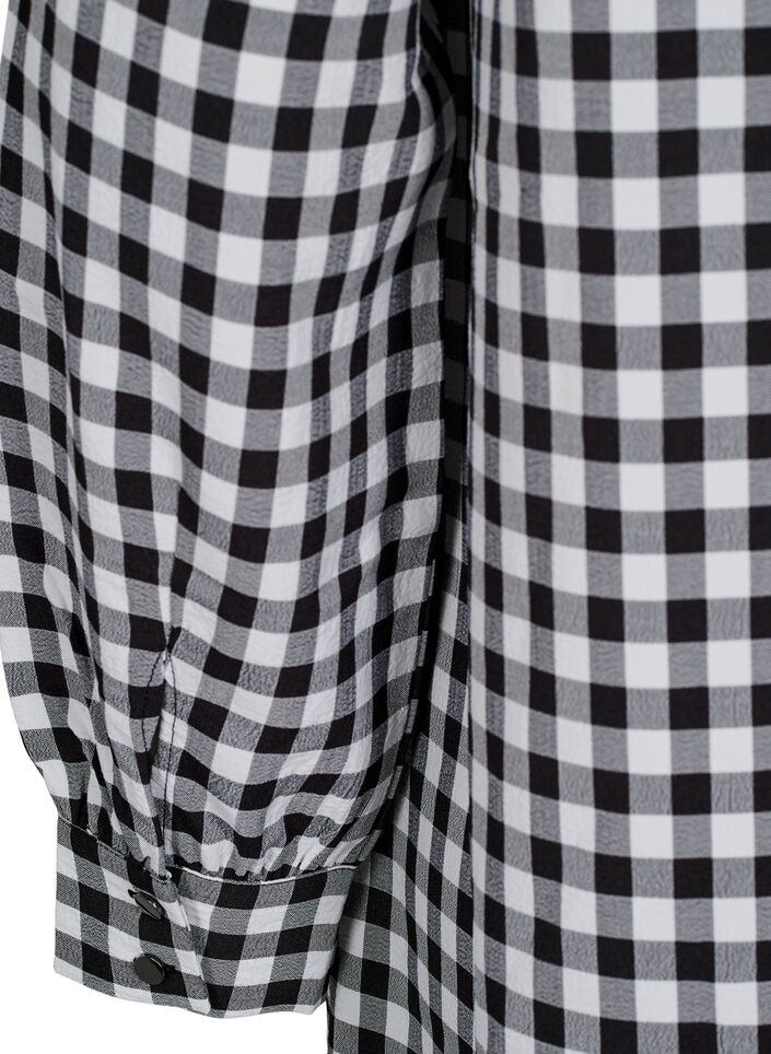Rutete tunika med V-hals, Black/W. Gingham, Packshot image number 3