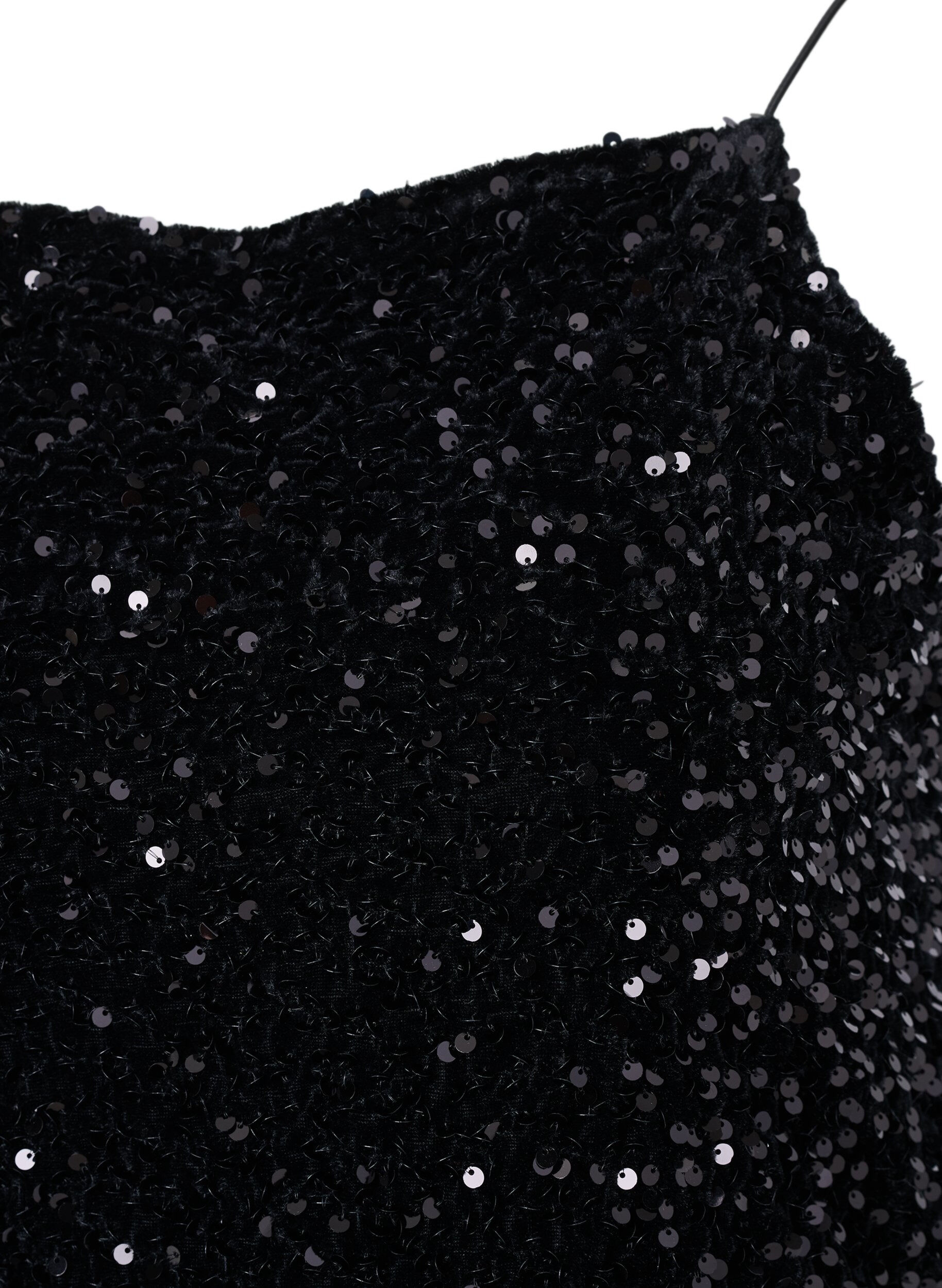 Zizzi Overdel med paljetter og smale stropper, Black Sequins, Packshot image number 2