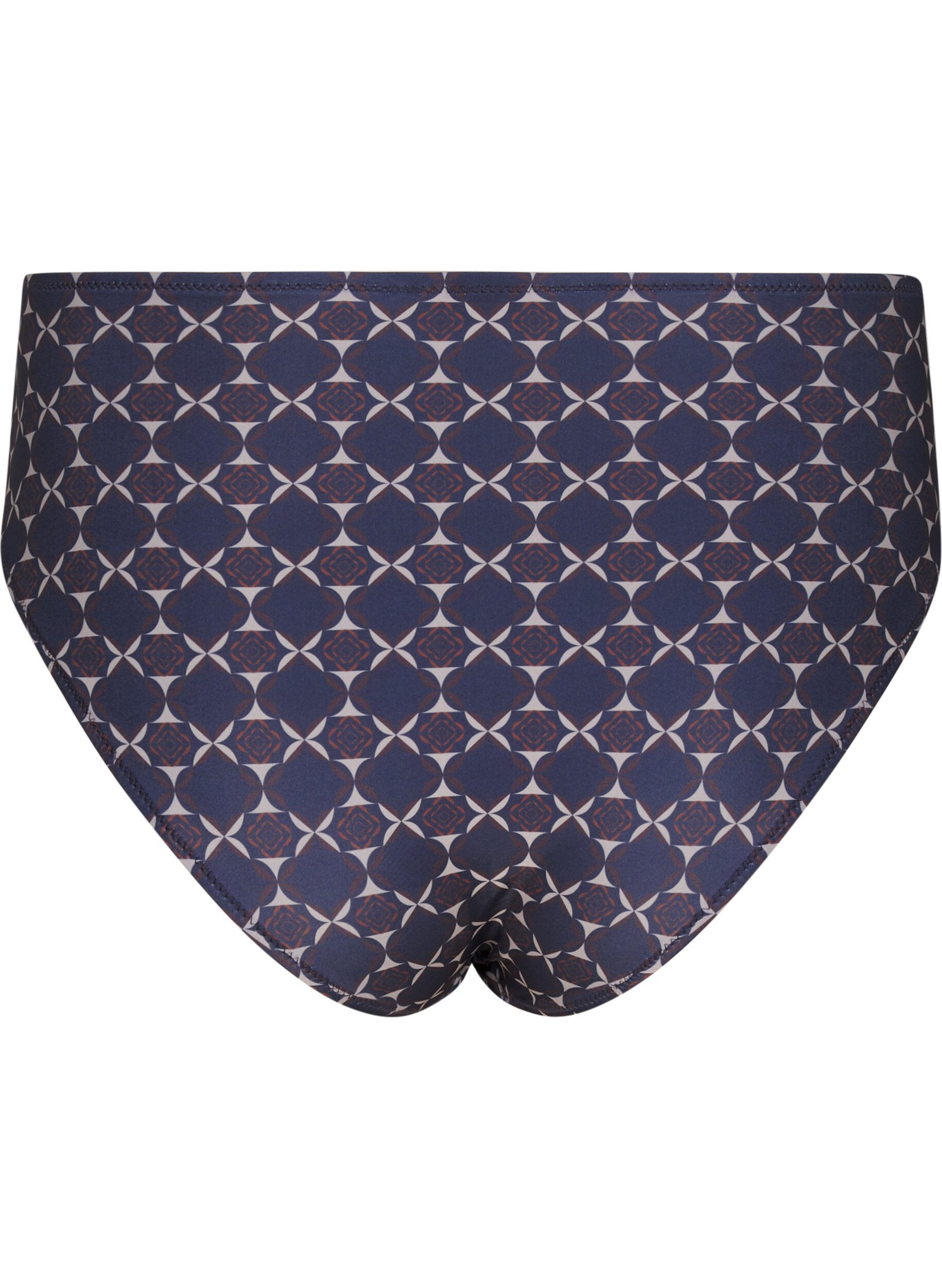 Zizzi Bikini bunn med h&oslash;y midje og trykk, Bl&aring;, Packshot image number 1