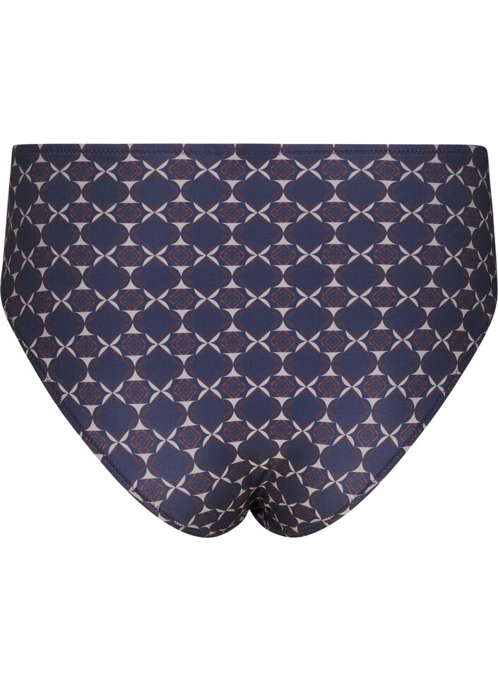 Bikini bunn med høy midje og trykk, Blå, Packshot image number 1