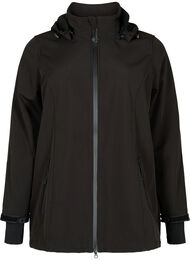Kort softshelljakke med avtakbar hette, Black