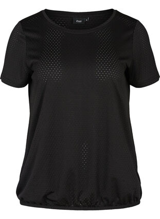Kortermet t-skjorte med struktur, Black, Packshot image number 0