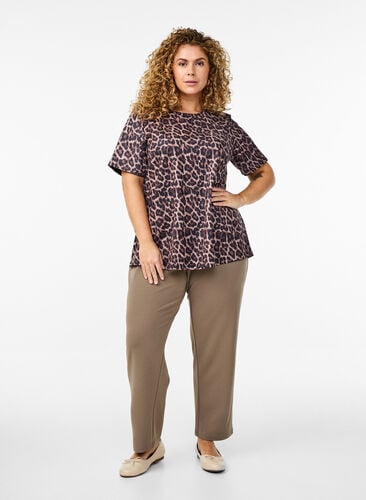 Zizzi FLASH - T-skjorte med leopardmønster, Brun, Model image number 1