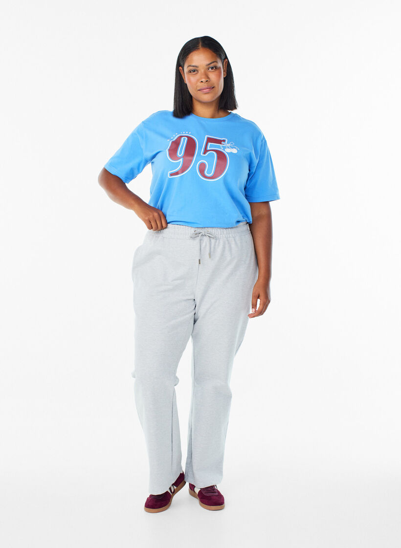 Sporty t-skjorte i økologisk bomull, Blå, Model image number 1