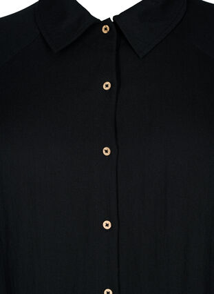 Lang viskoseskjorte med lommer og 3/4-ermer, Black, Packshot image number 2