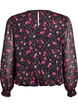 Blomstret chiffongbluse med gjennomsiktige ermer, Svart, Packshot image number 1