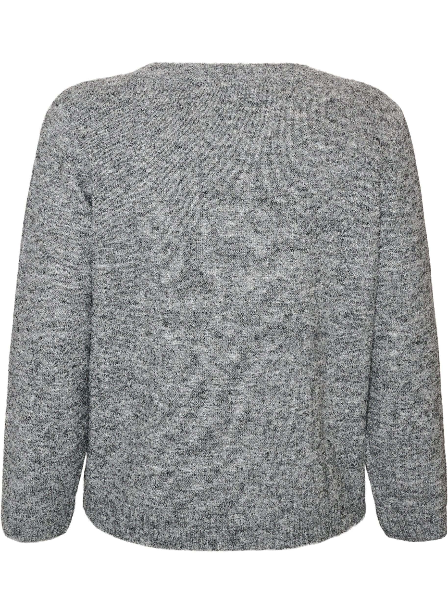 ZizziLoose fit genser med rund hals, Gr&aring;, Packshot image number 1
