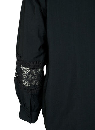 Zizzi Viskosebluse med heklede detaljer, Black, Packshot image number 3